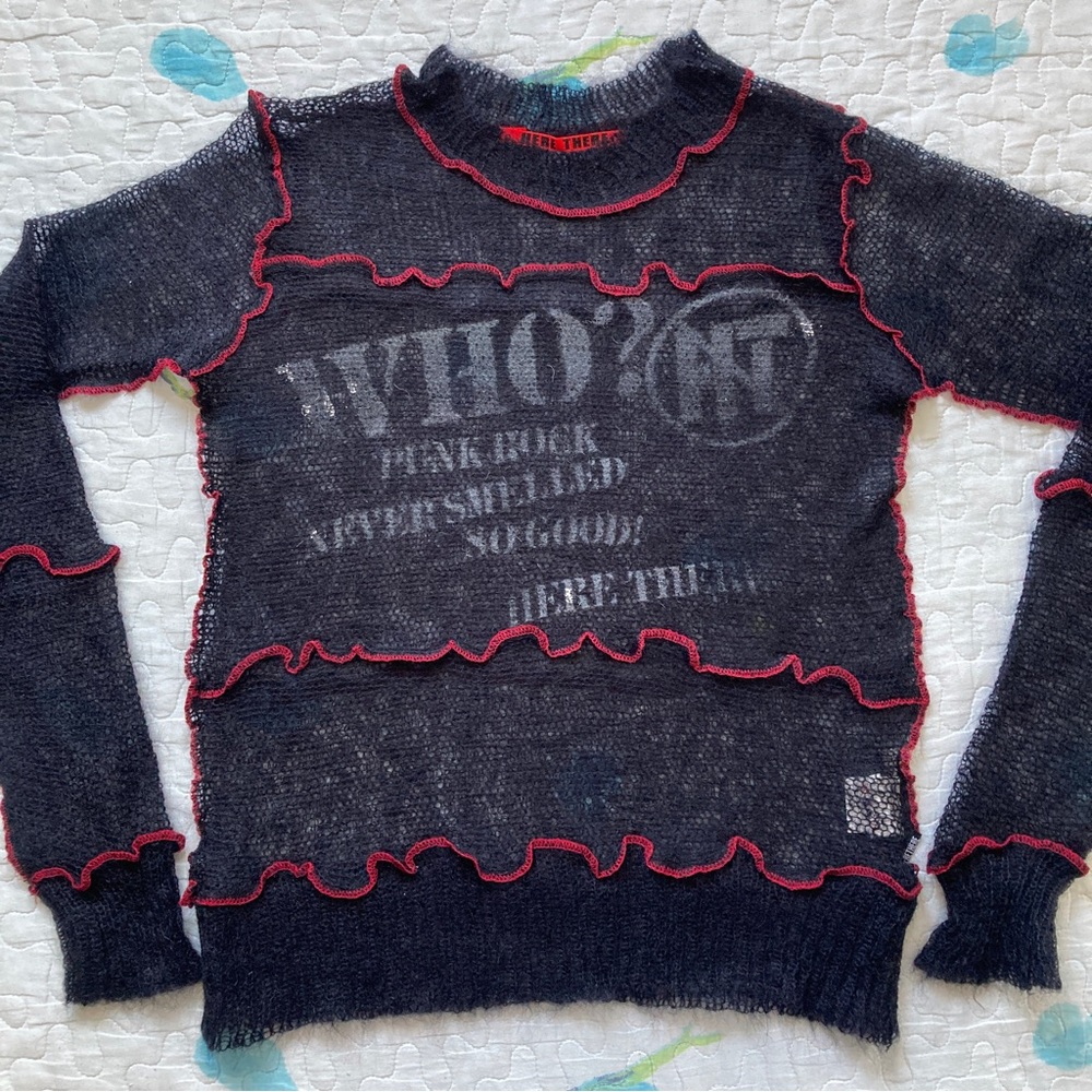 Vintage 00s Harajuku Loose Knit Punk Sweater 🖤 - Picture 2 of 6